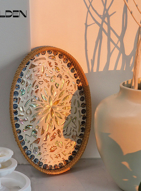 黄秋藤天然贝壳椭圆托盘茶盘果盘软装摆件现代茶盘装饰器皿置物盘