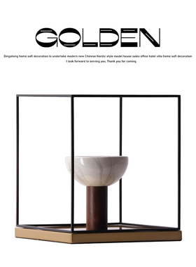 现代简约博古架装饰摆件创意新中式金属几何客厅玄关样板房间摆设