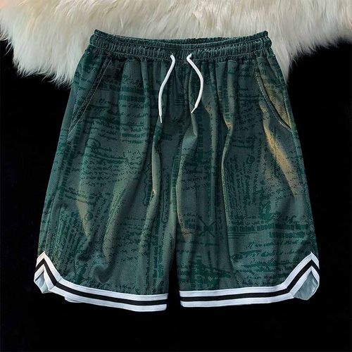 美式篮球裤速干训练五分裤男士潮流宽松过膝短裤运动跑步健身裤子