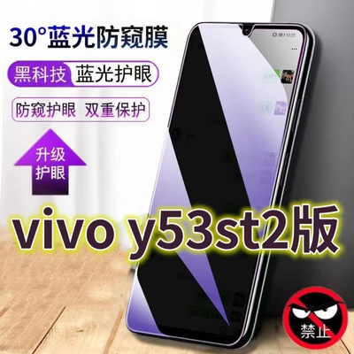 适用vivoy53st2蓝光防窥膜V2123A防偷窥钢化膜Y53S手机膜5G黑边防偷看丫53st1版抗兰光全屏防摔护眼保护膜高