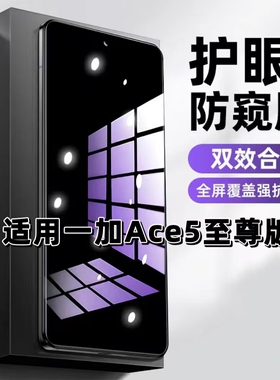 适用一加Ace5至尊版钢化膜PLC110防窥膜OnePLus抗蓝光护眼手机膜5G黑边防偷窥看保护隐私全屏防摔爆玻璃贴膜