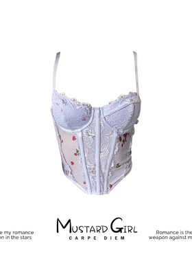 2025新款辣妹性感蕾丝吊带背心女夏欧美网纱鱼骨胸衣纯欲紫色上衣