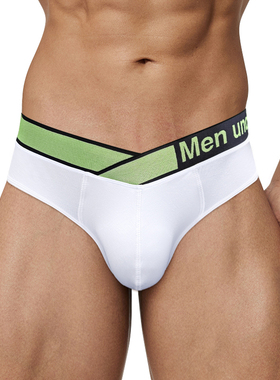 男士内裤V型三角裤镭射闪光绿色腰带低腰性感U凸男生莫代尔裤头潮