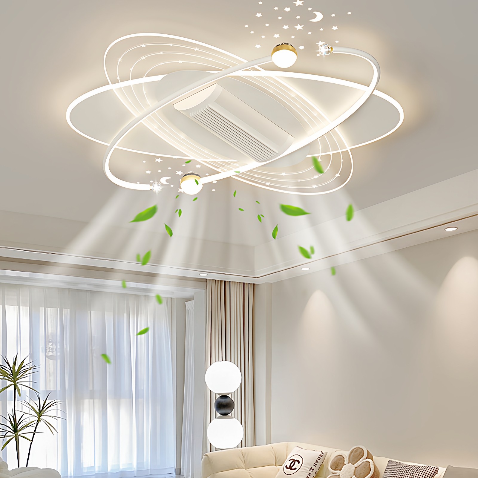 无叶风扇灯2025新款餐厅卧室智能灯具简约现代吊扇灯北欧客厅主灯