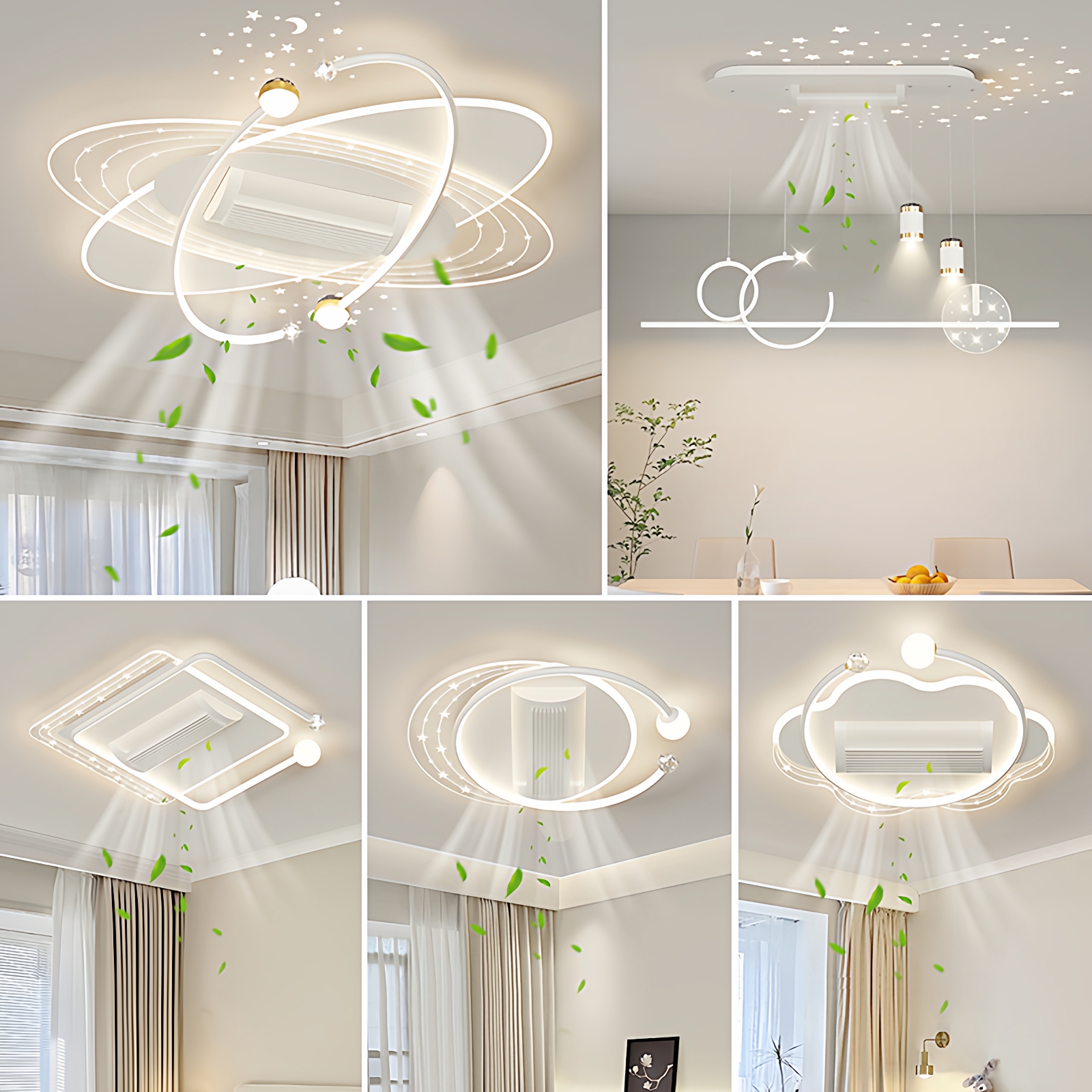 智能无叶风扇灯2025新款全光谱儿童房灯具简约现代吊扇灯客厅主灯