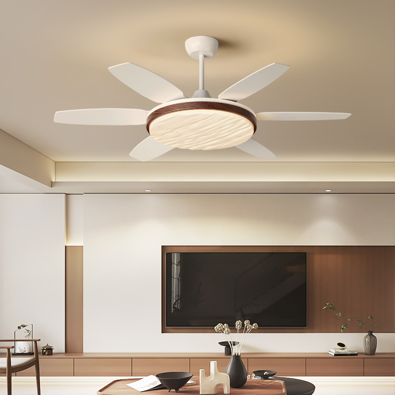 吊扇灯客厅吊灯北欧现代大气简约新款家用变频大风力五叶电风扇灯
