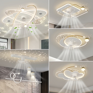 蓝牙音乐客厅风扇灯2025新款灯具现代简约家用餐厅卧室吸顶吊扇灯