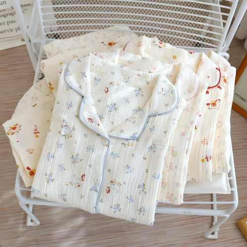月子服纯棉产后睡衣女棉纱布春秋夏孕妇产妇喂奶哺乳可调节家居服