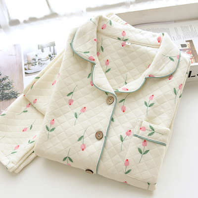 小个子睡衣女秋冬空气棉保暖加厚