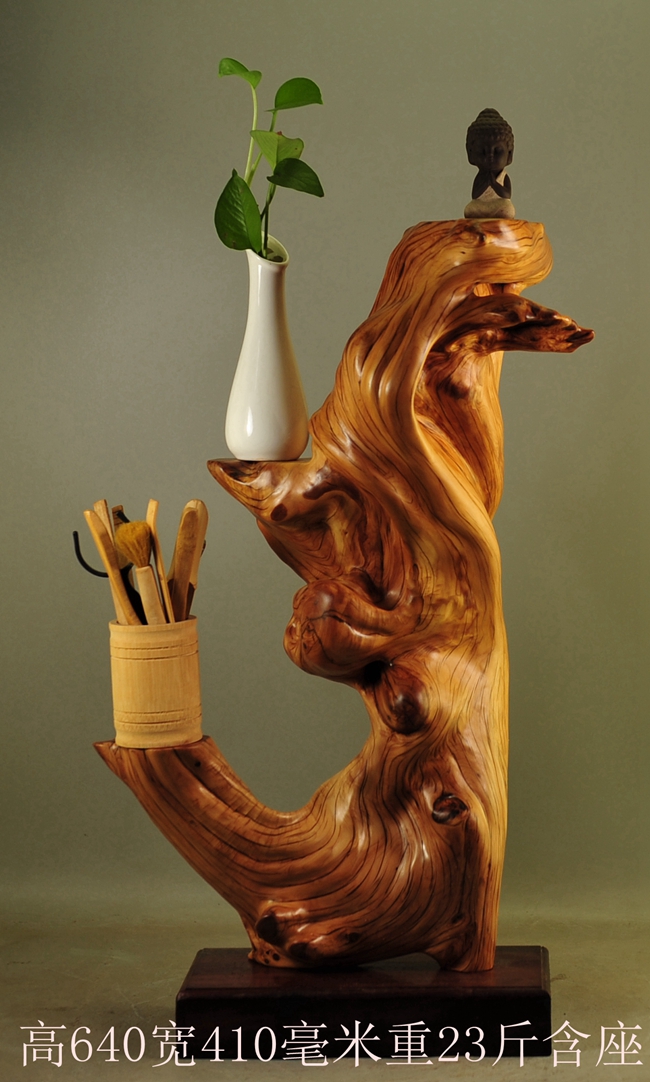 崖柏根雕摆件随形笔挂笔架珠串架笔筒茶台太行陈化原料倒流香