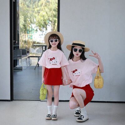 一起玩夏季亲子装母女款卡通itty