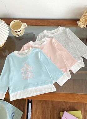 【现货】CY262521女童T恤2026春季新款卡通印花宝宝童T恤小童上衣