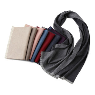 经典基础款纯山羊绒男女通用双面双色短须防寒通勤围巾冬保暖围脖