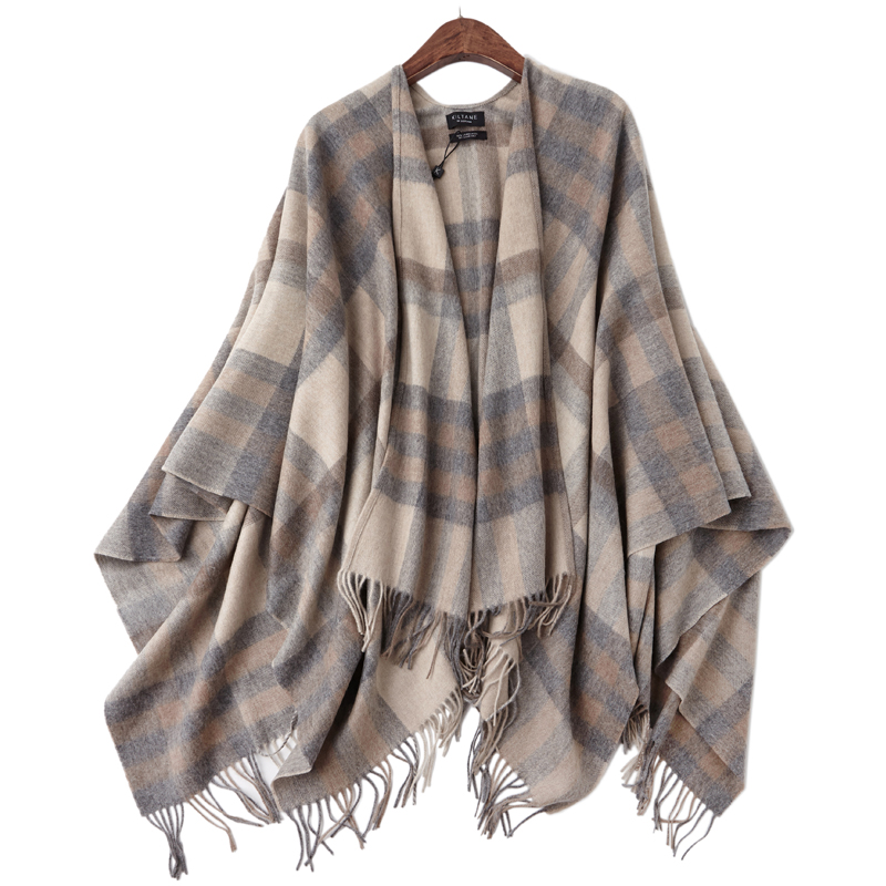 客户220年老牌~秋冬季女士加厚纯羊毛苏格兰格子高端大牌披肩斗篷