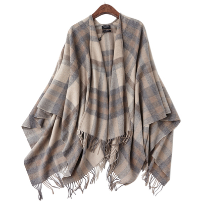 秋冬季加厚英伦风女斗篷羊毛