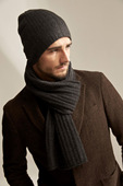 cashmere冬季 男士 厚款 Awn 100%山羊绒帽子围巾手套套装 针织三件套