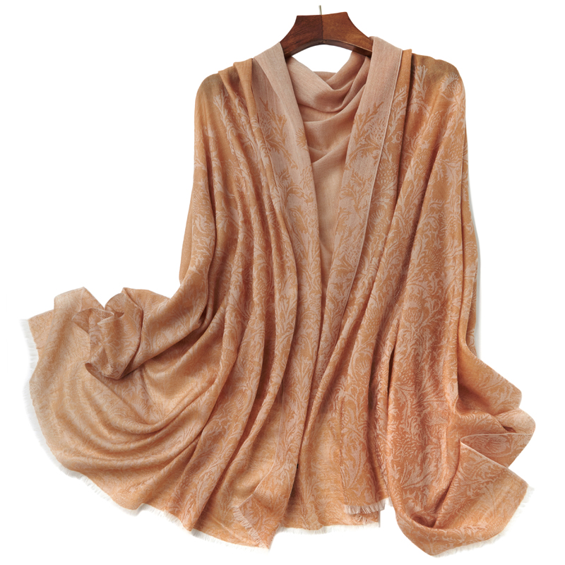 高端客户订单蓟花提织纯羊毛200支戒指绒薄款围巾夏外搭防晒披肩