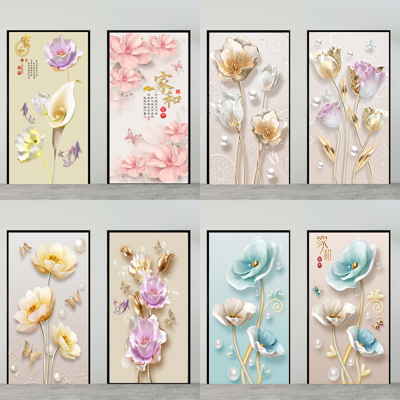 移门厕所防走光花卉浮雕玻璃贴纸