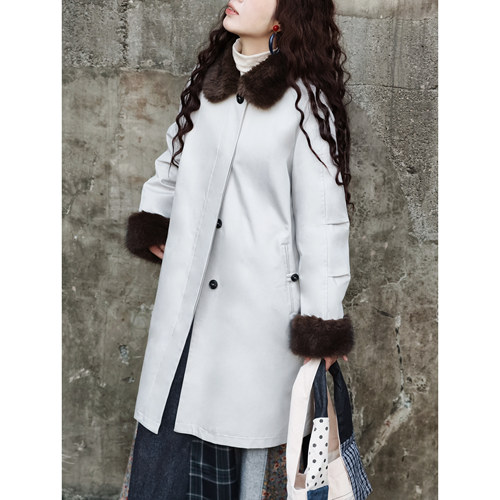 通勤显瘦羊羔毛羽绒派克服羽绒服