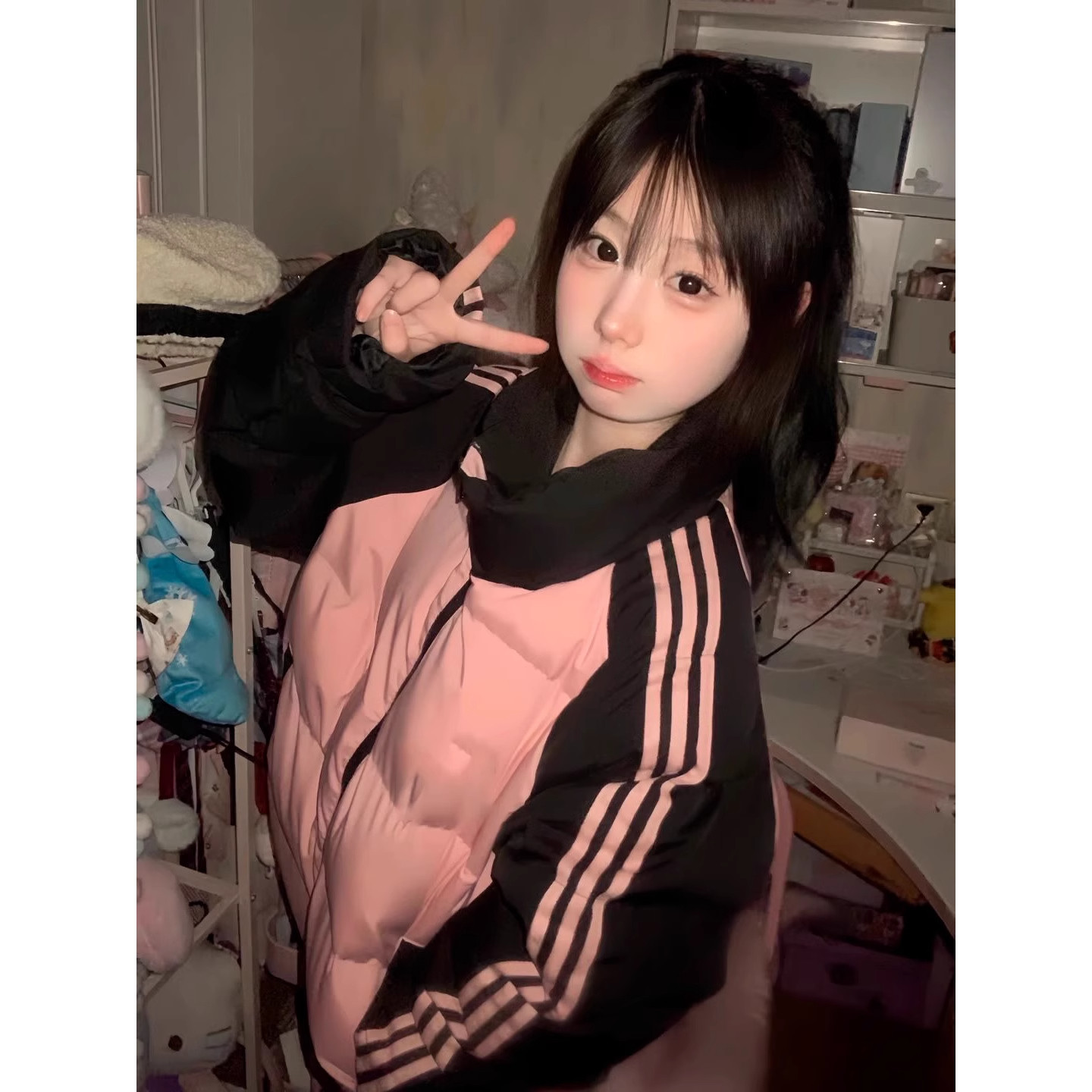 学院风撞色立领保暖厚棉衣棉服女2024年冬新款宽松休闲面包服外套