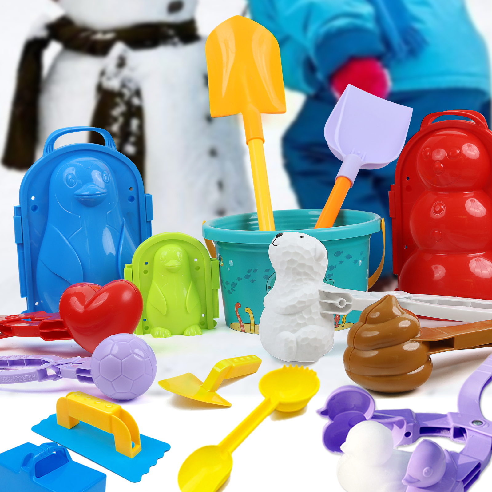 爱心小鸭子雪球夹玩雪玩具