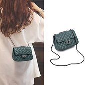 2025新款 秋冬爆款 小香风真皮女包腋下小方包香纳儿斜挎菱格链条包