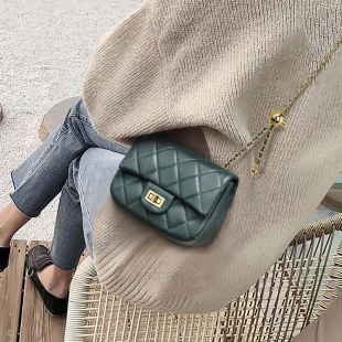 2025夏季 真皮女包高级感气质斜挎包小金球菱格链条小方包2024 新款