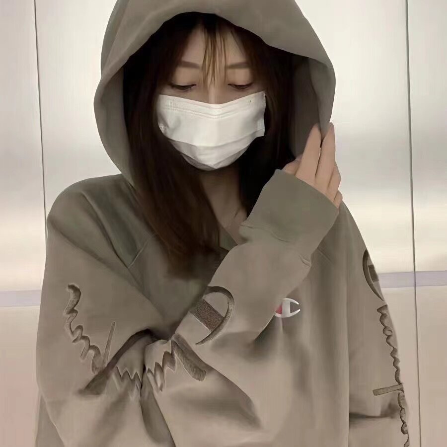 日版冠军纯棉双臂刺绣连帽卫衣女
