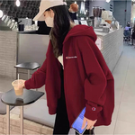 日版冠军卫衣女2026春秋新款宽松休闲百搭连帽拉链上衣情侣款外套