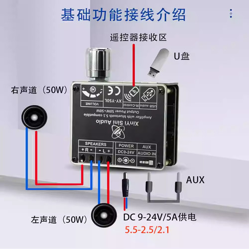 HIFI级50W+50W立体声蓝牙数字功