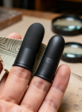 磨砂黑色手指套防静电耐磨纹绣美容甲维修工业防滑乳胶指头保护套