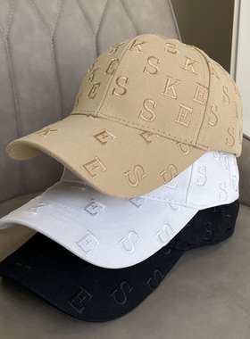 帽子女秋字母刺绣棒球帽显脸小韩版百搭休闲时尚情侣帽春秋鸭舌帽