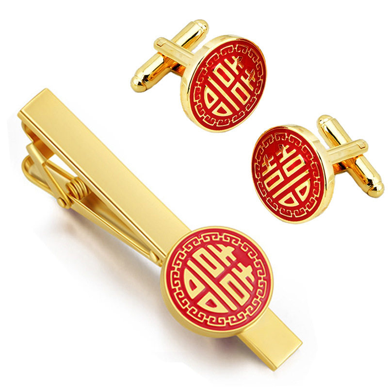 红色喜字领带夹男士结婚袖扣双囍胸针铜质激光LOGO,服饰配件/皮带/帽子/围巾,领带夹,淘宝优惠券,粉丝福利购,淘宝优惠卷