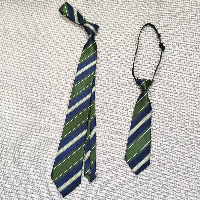 韩版条纹领带男女学生免打款制服衬衣搭配学院风箭头型绿色