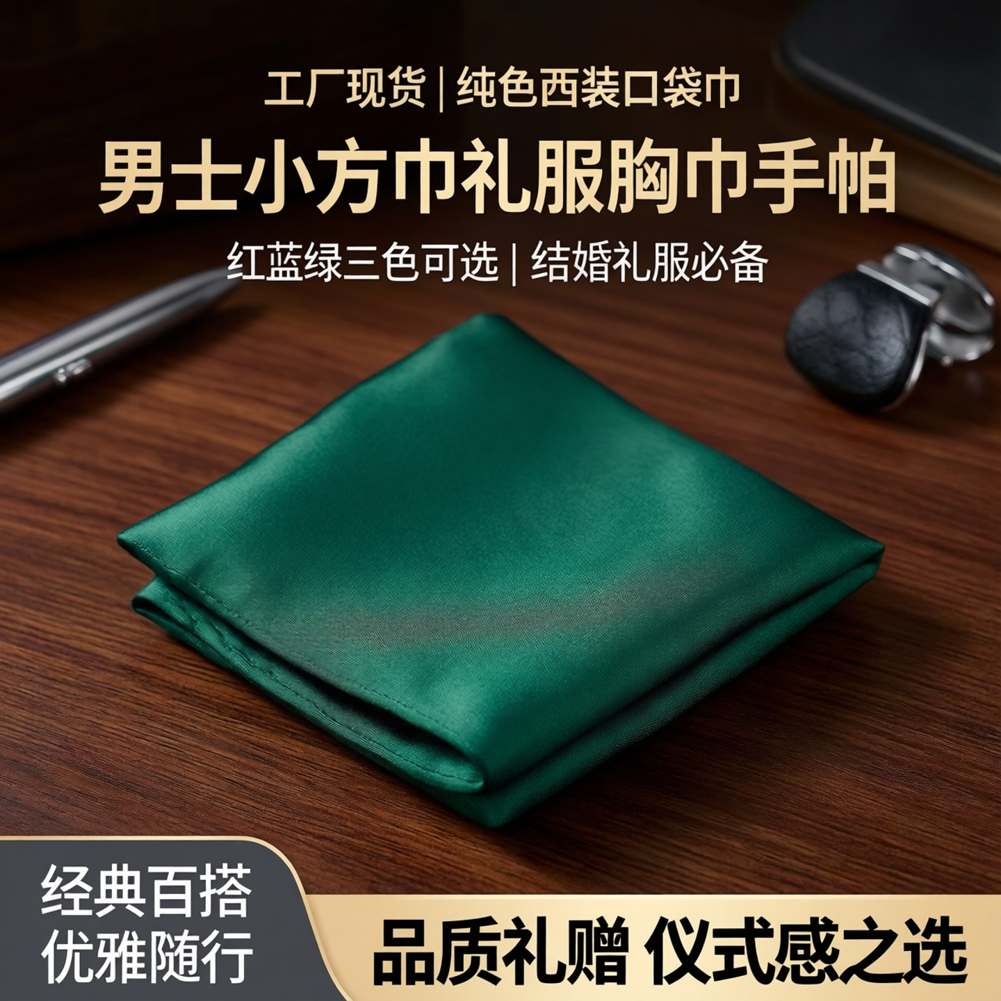 工厂现货 纯色西装口袋巾男士小方巾礼服胸巾手帕红蓝绿结婚