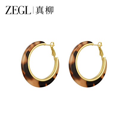 ZEGL真柳金色圈圈耳环女轻奢高级大耳圈气质大气秋冬耳饰新款爆款