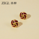 ZEGL同心结红色耳环女轻奢高级复古耳钉大气旺财秋冬耳饰新款 爆款