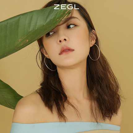 ZEGL大耳圈女纯银素圈耳环适合圆脸的圈圈耳饰925银高级秋冬耳钉