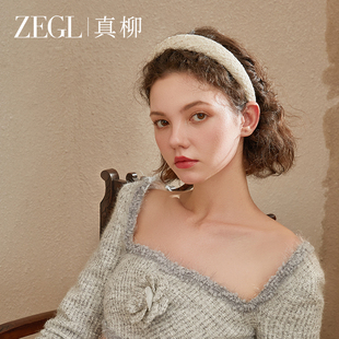 ZEGL真柳白色小香风发卡发箍女高颅顶2026新款 发饰 高级感洋气时尚