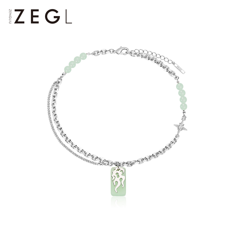 zegl设计师火焰项链女长款毛衣链