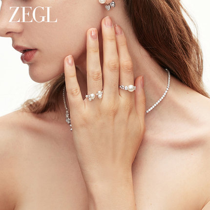 ZEGL法式人造珍珠戒指女小众设计轻奢高级感指环秋冬个性食指戒子