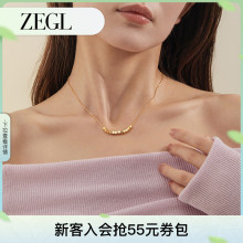 ZEGL金色小方块项链女轻奢小众设计感小方糖锁骨链春夏季简约配饰