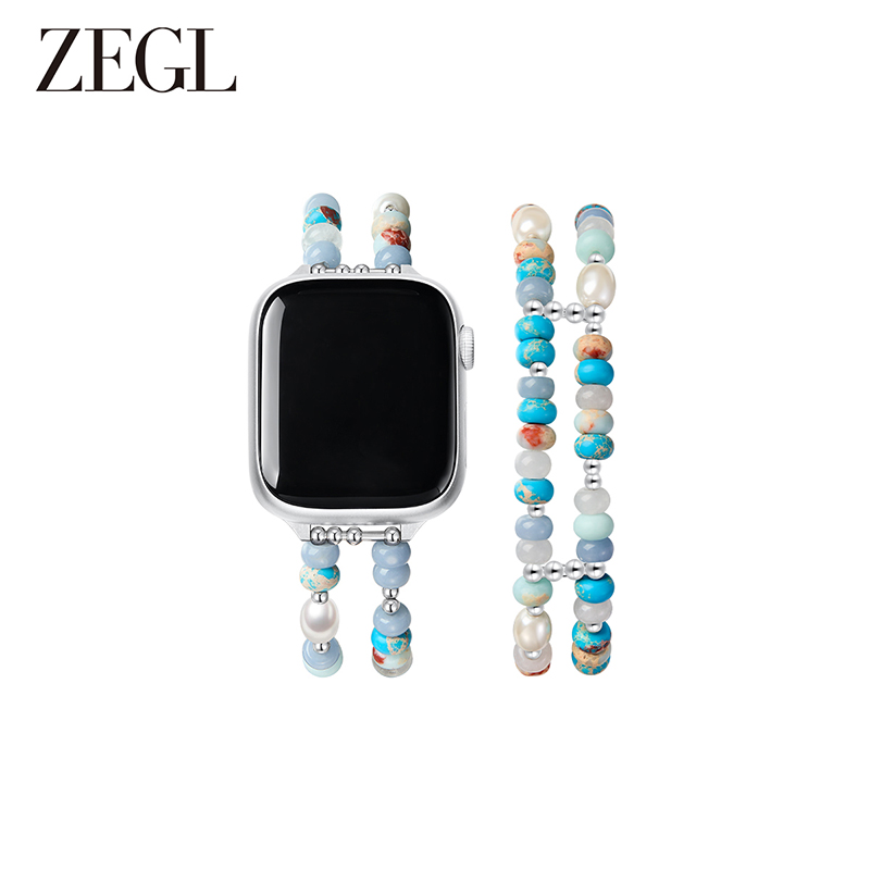 ZEGL适用苹果手表彩色粉晶手表链