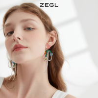新品ZEGL花朵串珠耳环女高级感复古小众设计耳钉925银针气质夏天