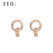 ZEGL罗马数字圆环耳钉女玫瑰金圆圈耳环2026新款 耳圈轻奢高级耳饰