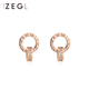ZEGL罗马数字圆环耳钉女玫瑰金圆圈耳环2025新款 耳圈轻奢高级耳饰