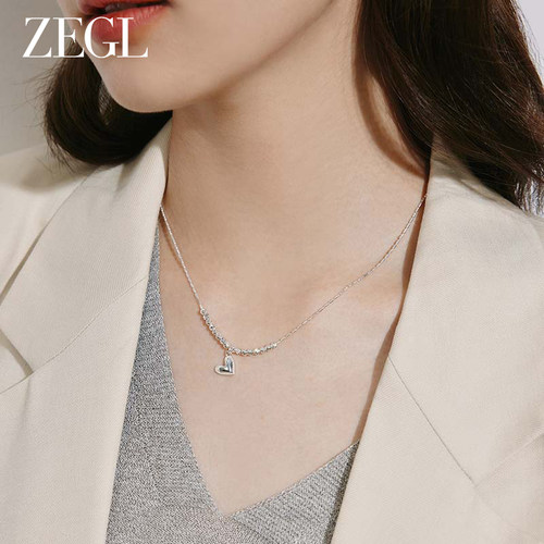 ZEGL时尚百搭银色爱心项链