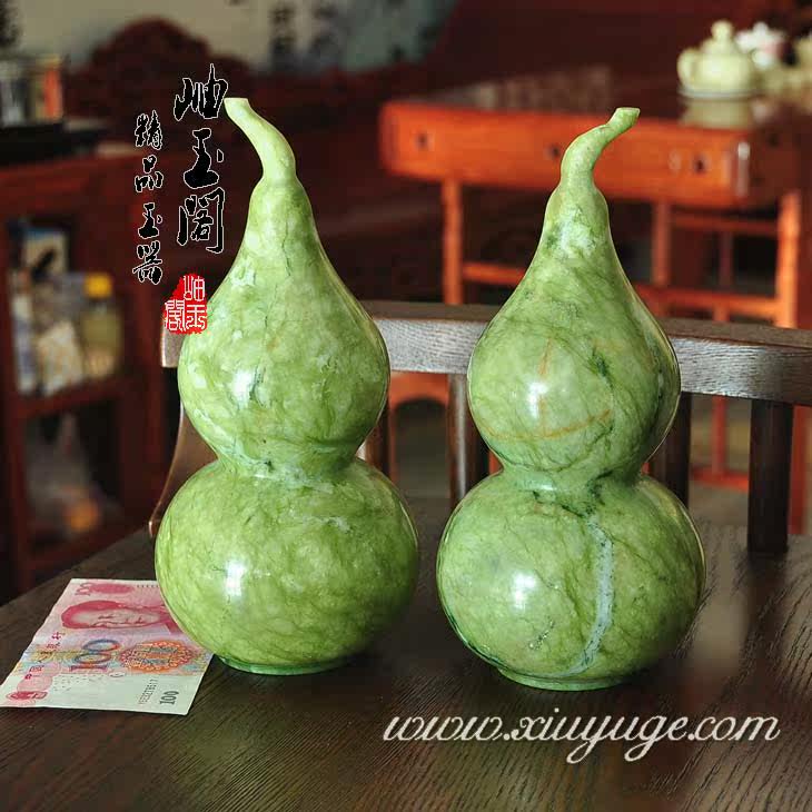 岫玉阁专柜正品天然岫玉摆件工艺品 岫玉花玉双葫芦 福禄 A603