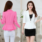 外套一粒扣长袖 春秋装 西服 修身 显瘦西装 女装 荷叶边小西服女士韩版