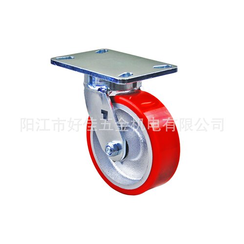 源头工厂产品6X2超重型精密轴承抗冲击铁芯聚氨酯PU万向脚轮